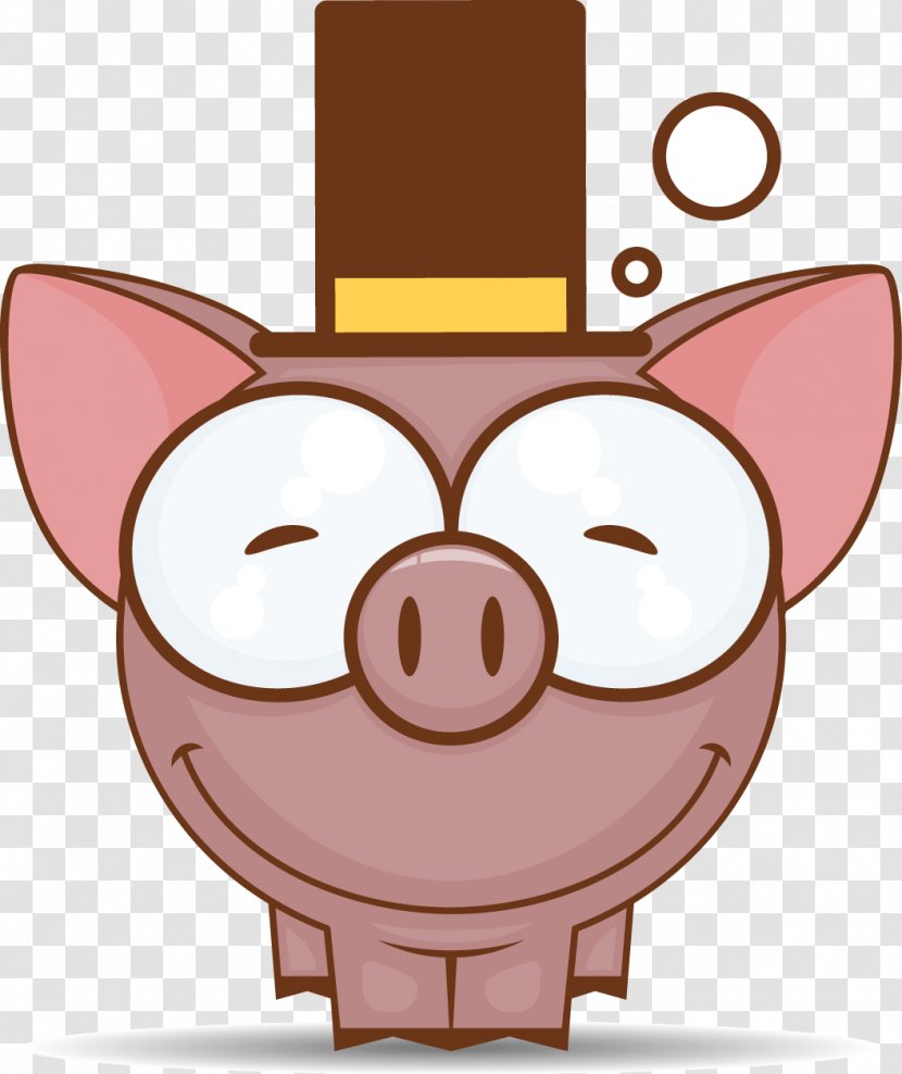 Domestic Pig Cartoon Sticker - Pink Transparent PNG