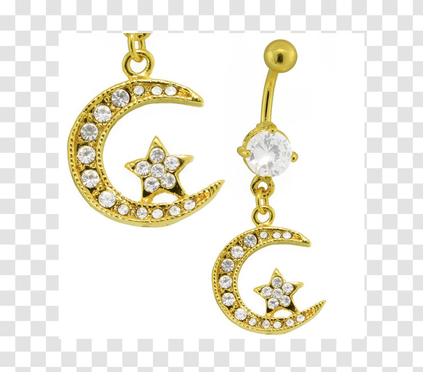 Locket Earring Body Jewellery Moon - Star Transparent PNG