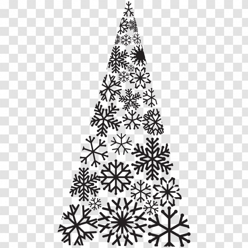 Christmas Tree Santa Claus Ornament - Black And White Transparent PNG