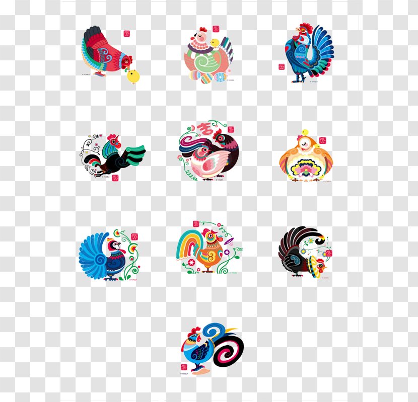 Chicken Chinese Zodiac New Year Advertising Clip Art - Chick Collection Transparent PNG