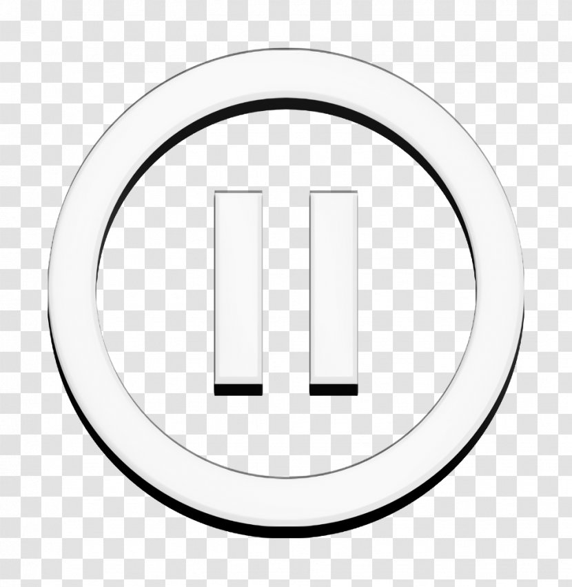Circle Icon Pause - Blackandwhite Symbol Transparent PNG