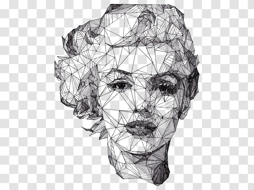 Portrait Drawing Geometry Artist Illustration - Visual Arts - Diamond Woman's Face Transparent PNG
