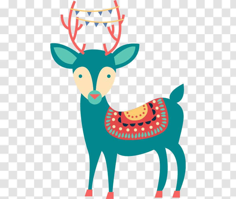 Reindeer Clip Art - Cartoon - Abstract Color Pattern Deer Transparent PNG