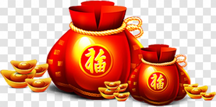 Fukubukuro Chinese New Year Download - Red Envelope - And Gold Ingots Each Child Transparent PNG