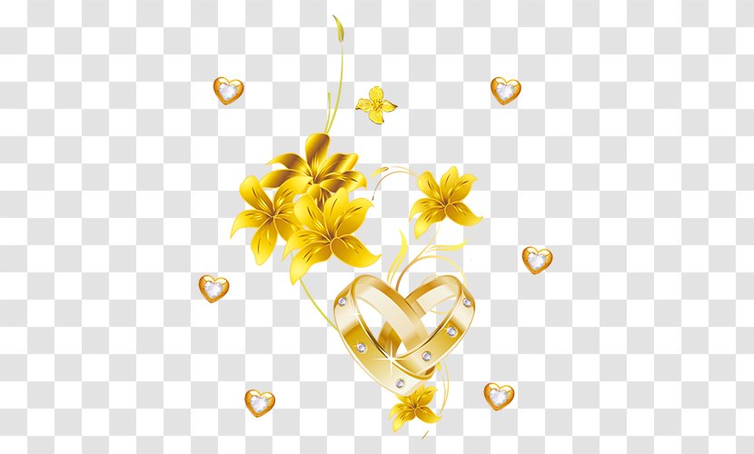 Gold Floral Design - Cut Flowers - Yellow Jewelry Transparent PNG