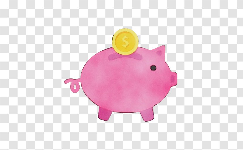 Piggy Bank - Watercolor - Domestic Pig Money Handling Transparent PNG