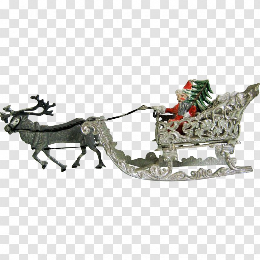 Santa Claus Reindeer Dollhouse Sled Transparent PNG