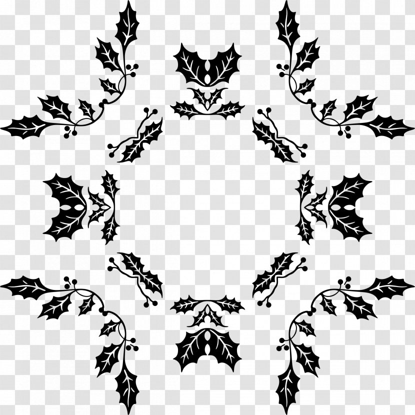 Black And White Holly Clip Art - Ivy Transparent PNG