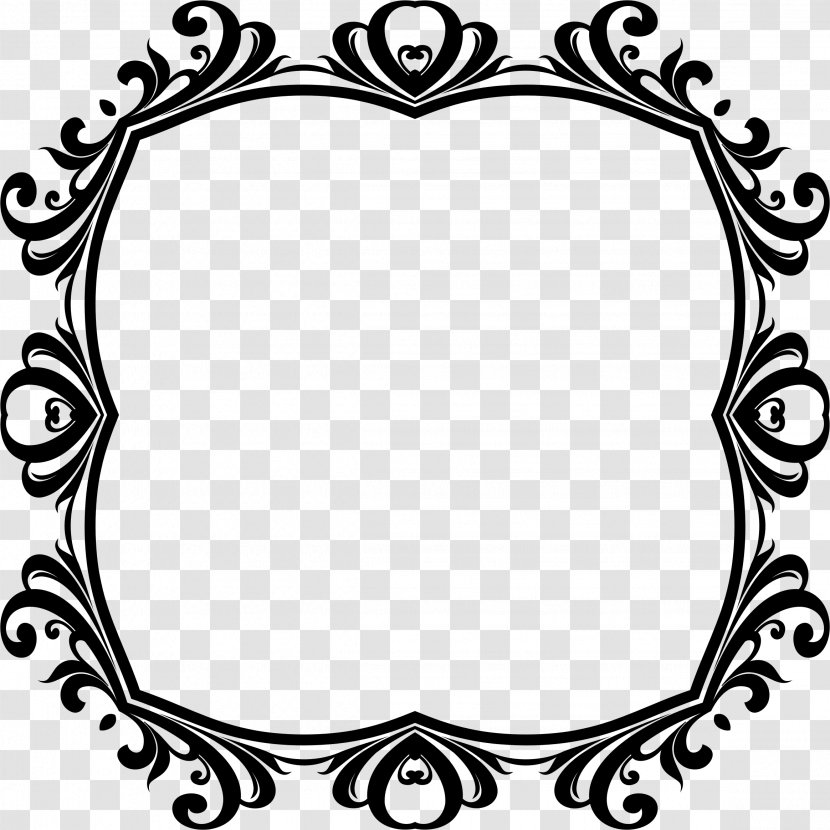 Decorative Arts Ornament Picture Frames Clip Art - Black And White - Clouds Transparent PNG