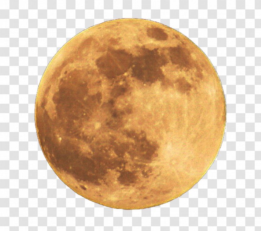 Supermoon Full Moon Clip Art - Lunar Phase - Realistic Golden Poster Decoration Transparent PNG