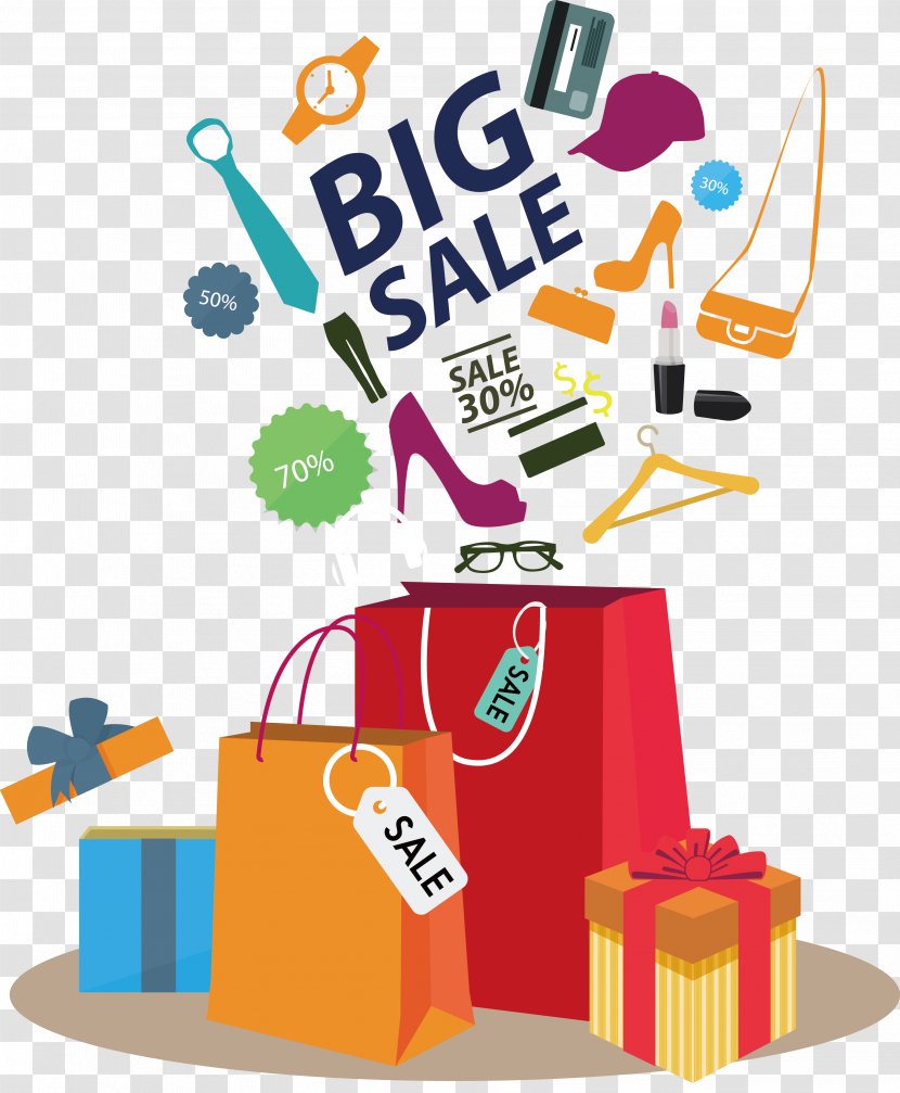 Poster Sales Graphic Design - Label - Red Shopping Bag Shading Transparent PNG