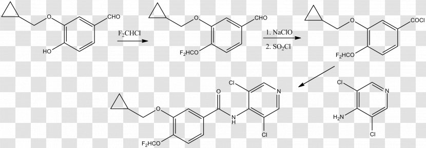 Organic Compound Small Molecule Roflumilast Composto Molecular - Tree - Watercolor Transparent PNG