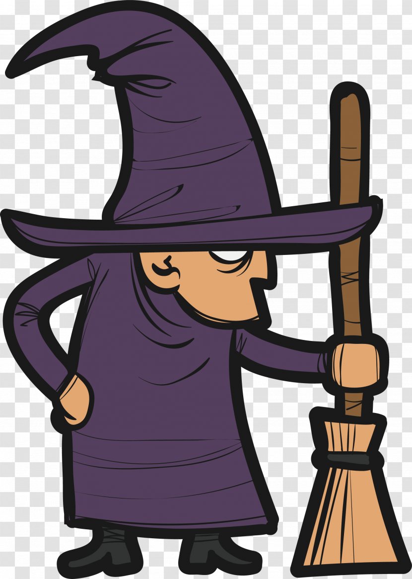 Hag Halloween Boszorkxe1ny Character Clip Art - Witchcraft - The Witch With Broom Transparent PNG