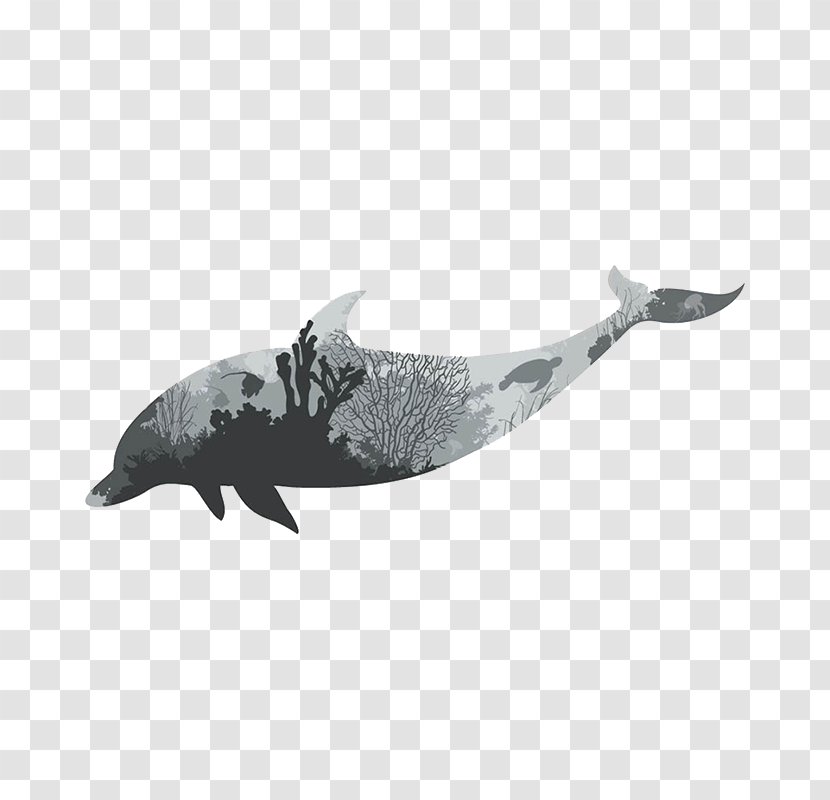 Vector Graphics Wall Decal Image Dolphin Illustration - Fin - Silhouette Transparent PNG