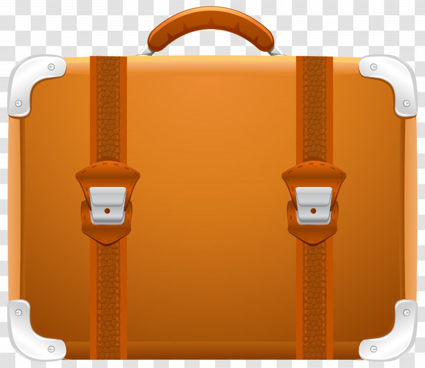 Suitcase Travel Clip Art - Orange - Clipart Image Transparent PNG