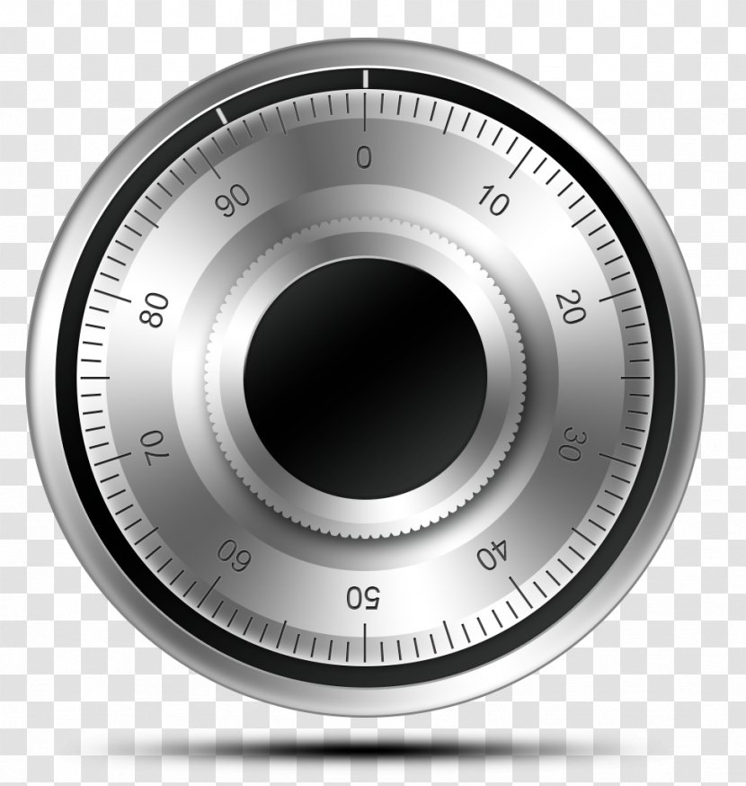 Safe-cracking Combination Lock Padlock - Black And White - Round Scale Transparent PNG