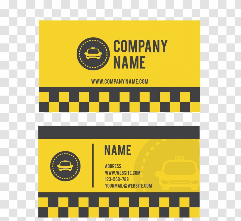 Taxi Driver Business Card Yellow Cab - Checkered Transparent PNG