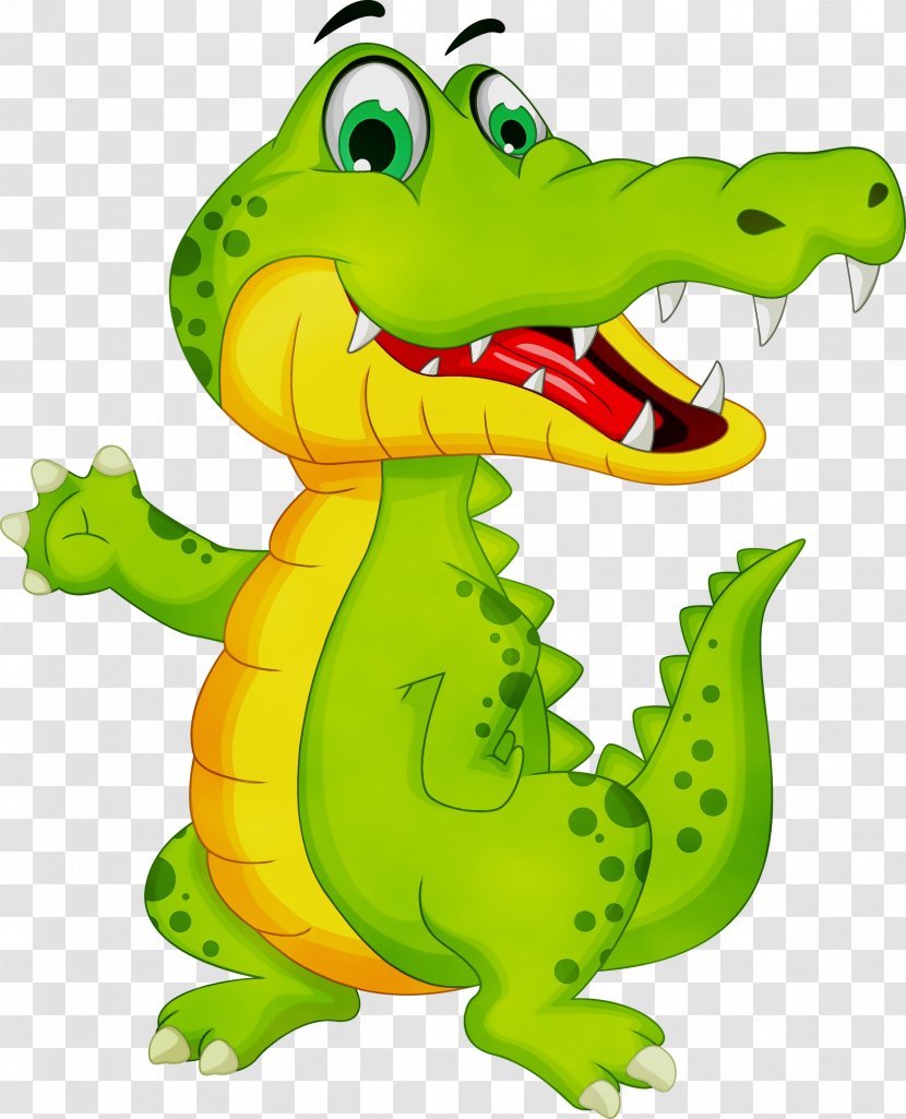 Crocodile Green Crocodilia Cartoon Alligator - Wet Ink - Animal Figure Reptile Transparent PNG