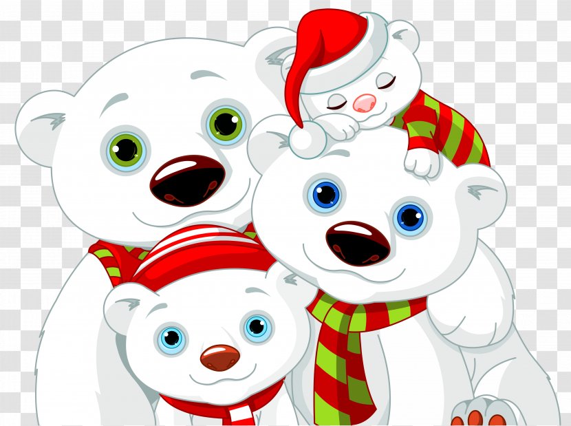 Polar Bear Christmas Illustration - Watercolor - Family Transparent PNG