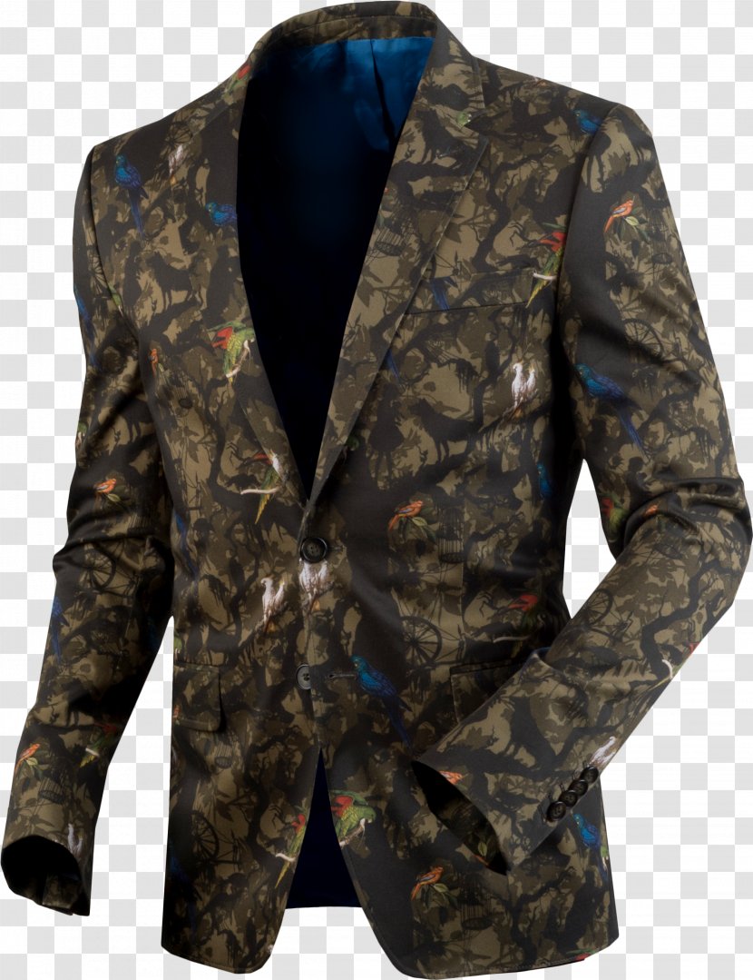 Outerwear Jacket Blazer Button Military Camouflage - Low Collar Transparent PNG