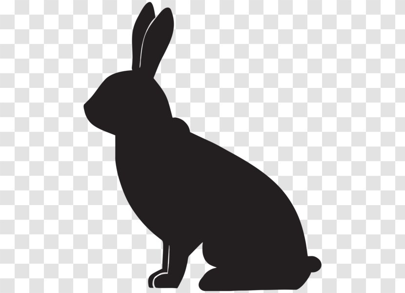 Domestic Rabbit Silhouette Black And White Clip Art - Mid Autumn Transparent PNG