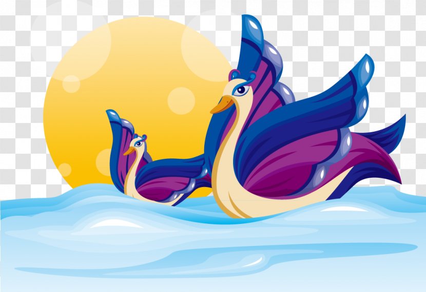 Cygnini Bird Euclidean Vector Download - Whales Dolphins And Porpoises - Purple Swan Transparent PNG