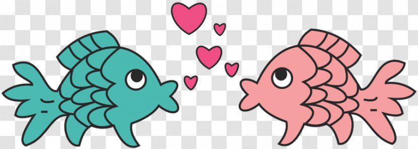 Fish Heart Kissing Gourami Clip Art - Silhouette - Cliparts Transparent PNG