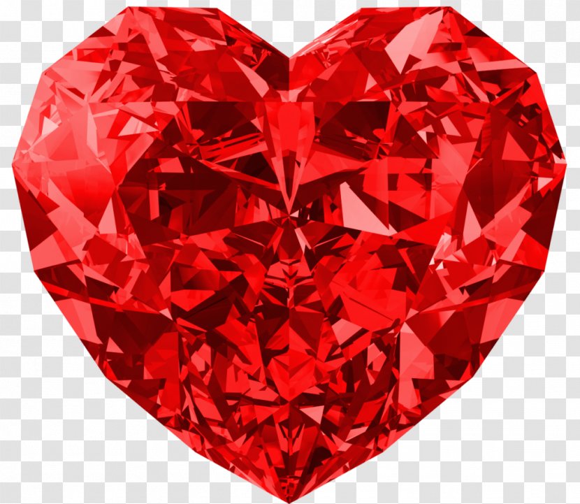 Red Diamonds Heart Clip Art - Diamond Shape Transparent PNG