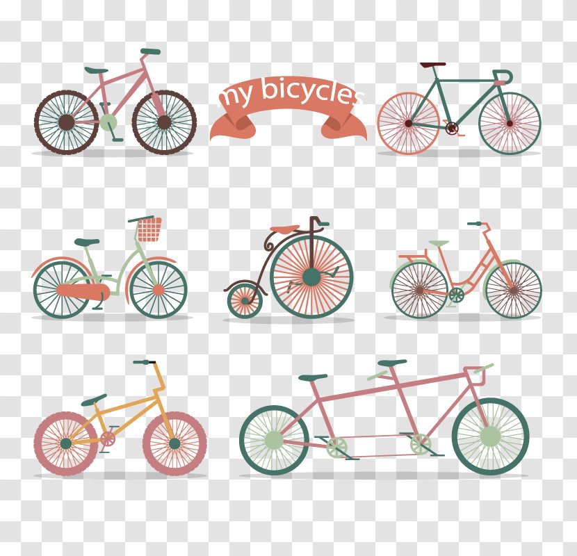 Tandem Bicycle Cycling - Abike - Creative Hand-painted Transparent PNG