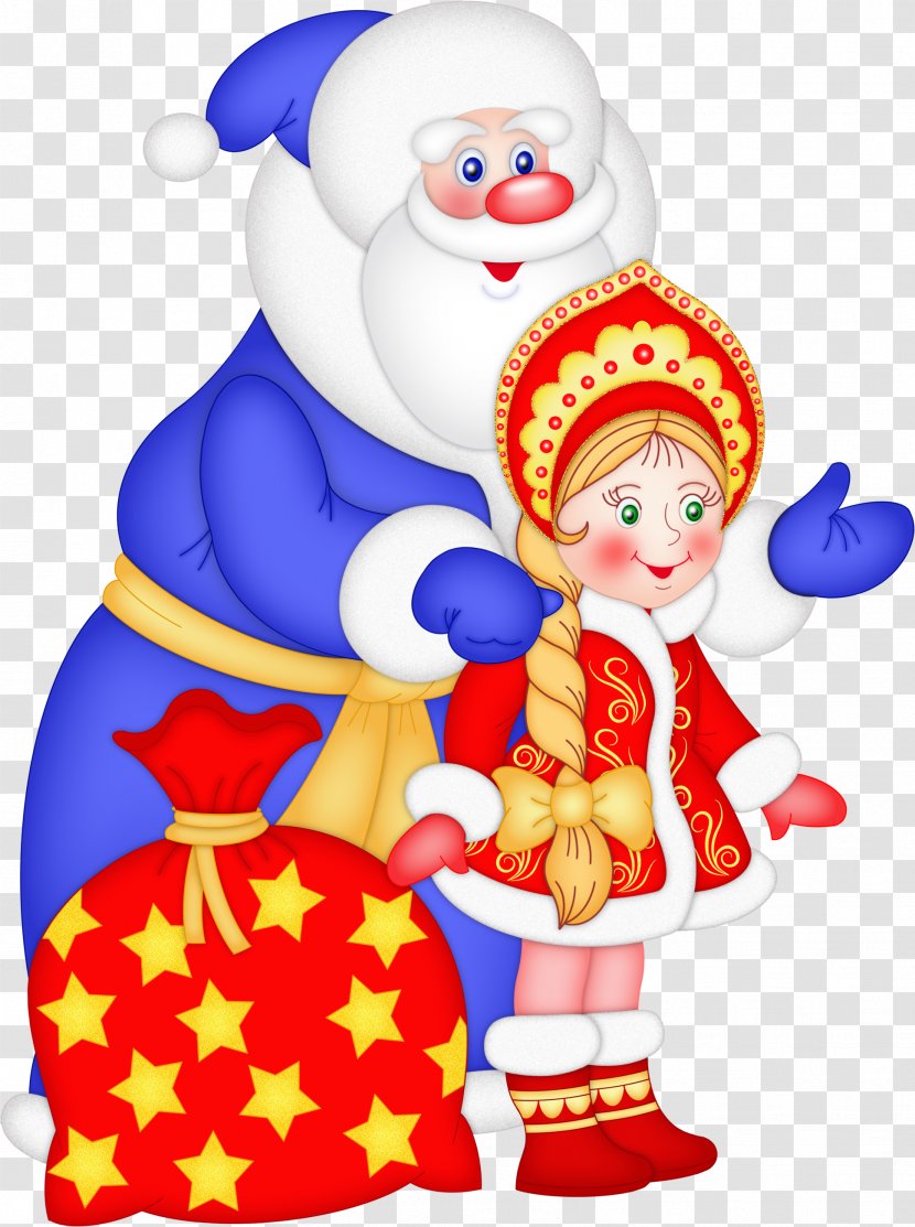 Ded Moroz Snegurochka New Year Tree Grandfather Holiday - Saint Nicholas Transparent PNG