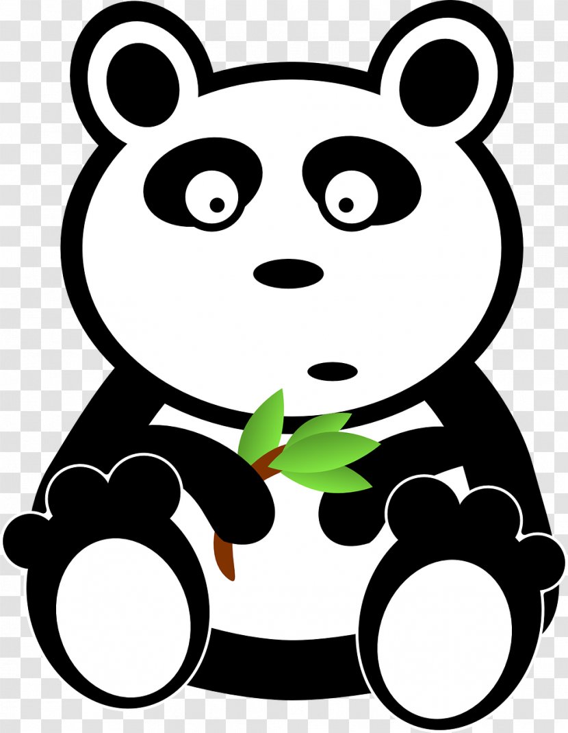 Giant Panda Bear Black And White Clip Art - Silhouette - Cartoon Transparent PNG