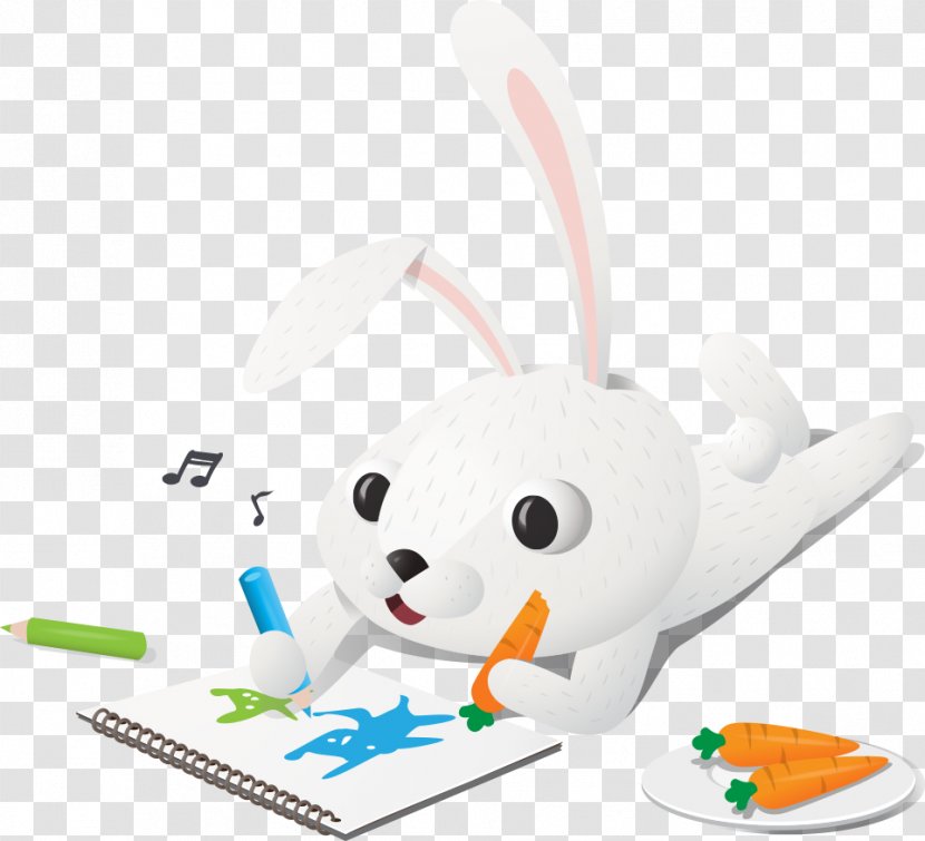 Cartoon Rabbit Illustration - Material - Vector Small Painting Transparent PNG