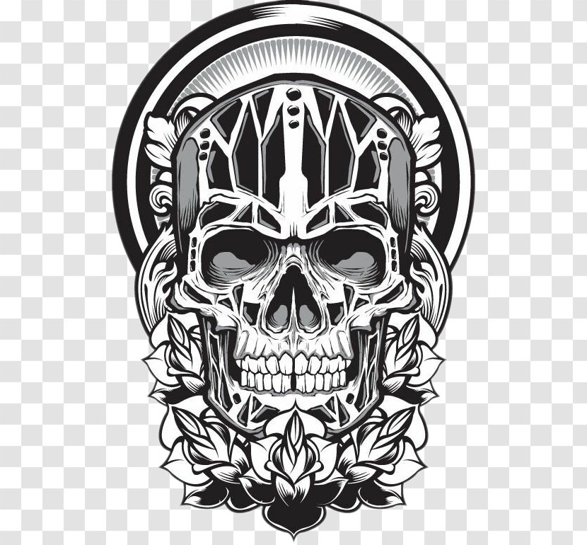 Skulls And Shit Human Skull Symbolism Art Illustration - Black White ...