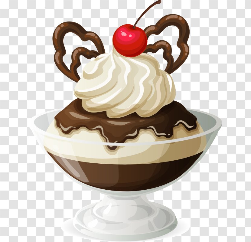 Ice Cream Cone Sundae Chocolate Cake - Pudding - Food,food,delicious,tasty,ice Cream,Sundae,ice Transparent PNG