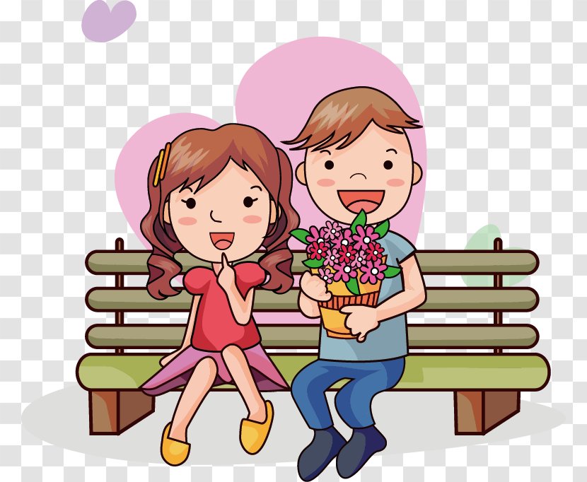 Cartoon Drawing Romance - Heart - Couple Transparent PNG
