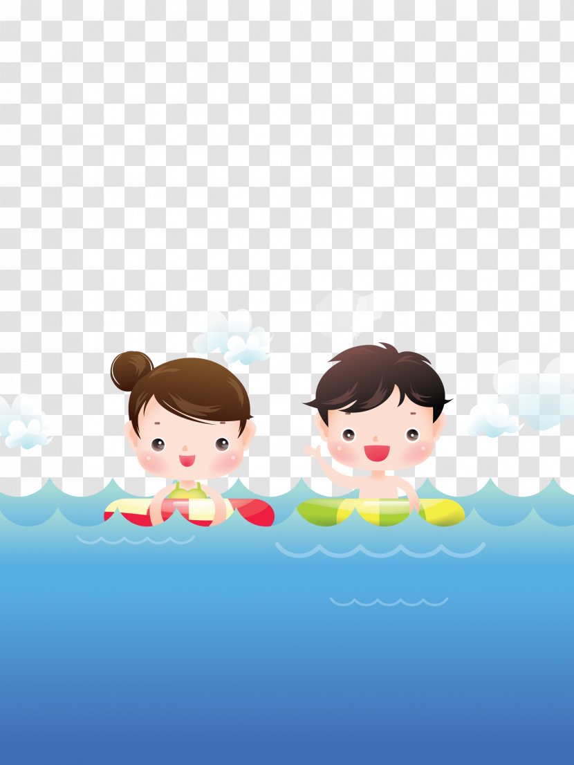 Child Swimming Cartoon Illustration - Tree - Training Vector Children Background Transparent PNG