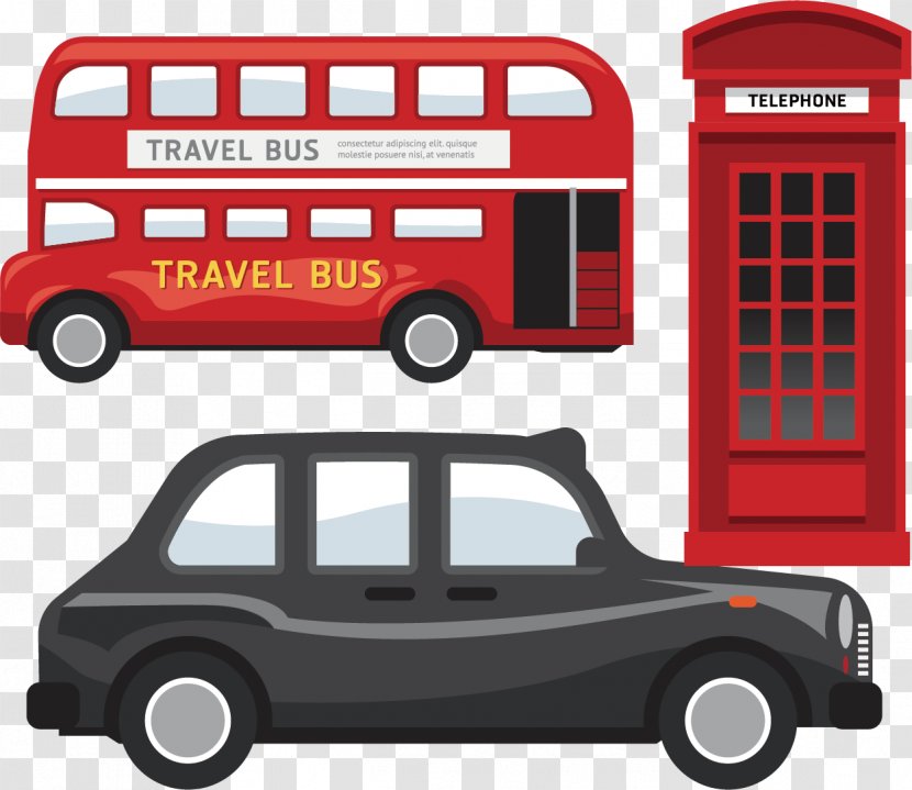 London - Car - Bus Travel Background Vector Material Transparent PNG