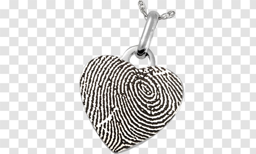 Locket Sterling Silver Charms & Pendants Necklace - Black And White - Heart Fingerprint Transparent PNG