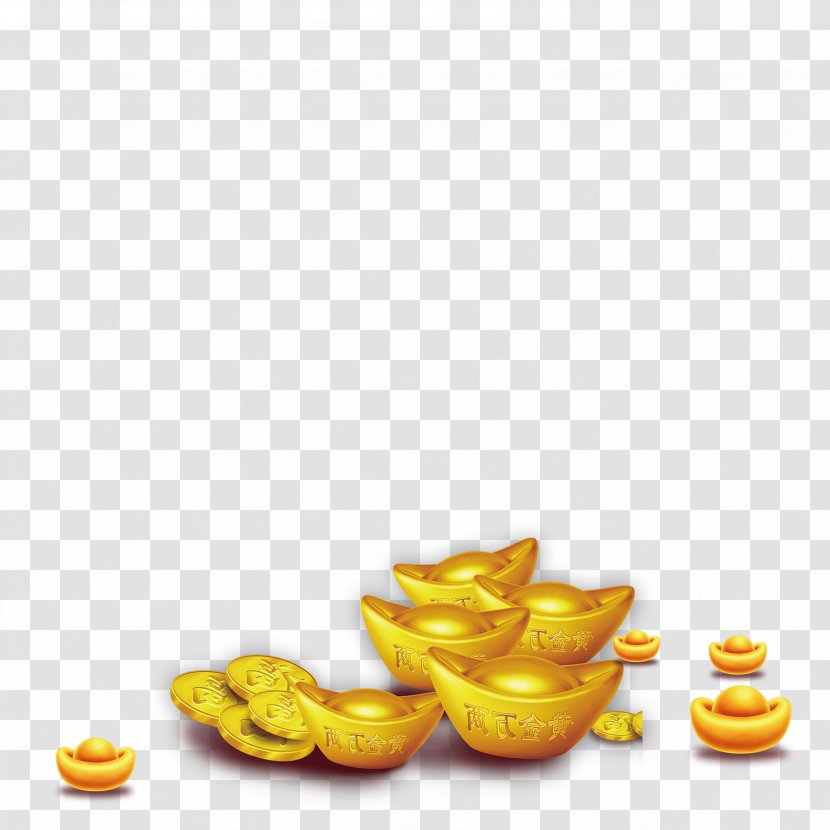 Chinese New Year Sycee U5143u5b9d Gold - Food - Ingot Transparent PNG