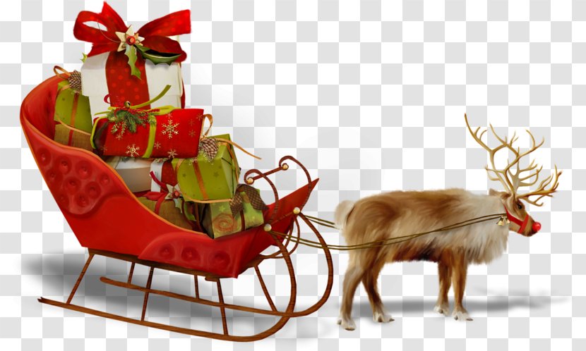 Santa Claus Reindeer Père Noël Christmas Day Sled - P%c3%a8re No%c3%abl Transparent PNG