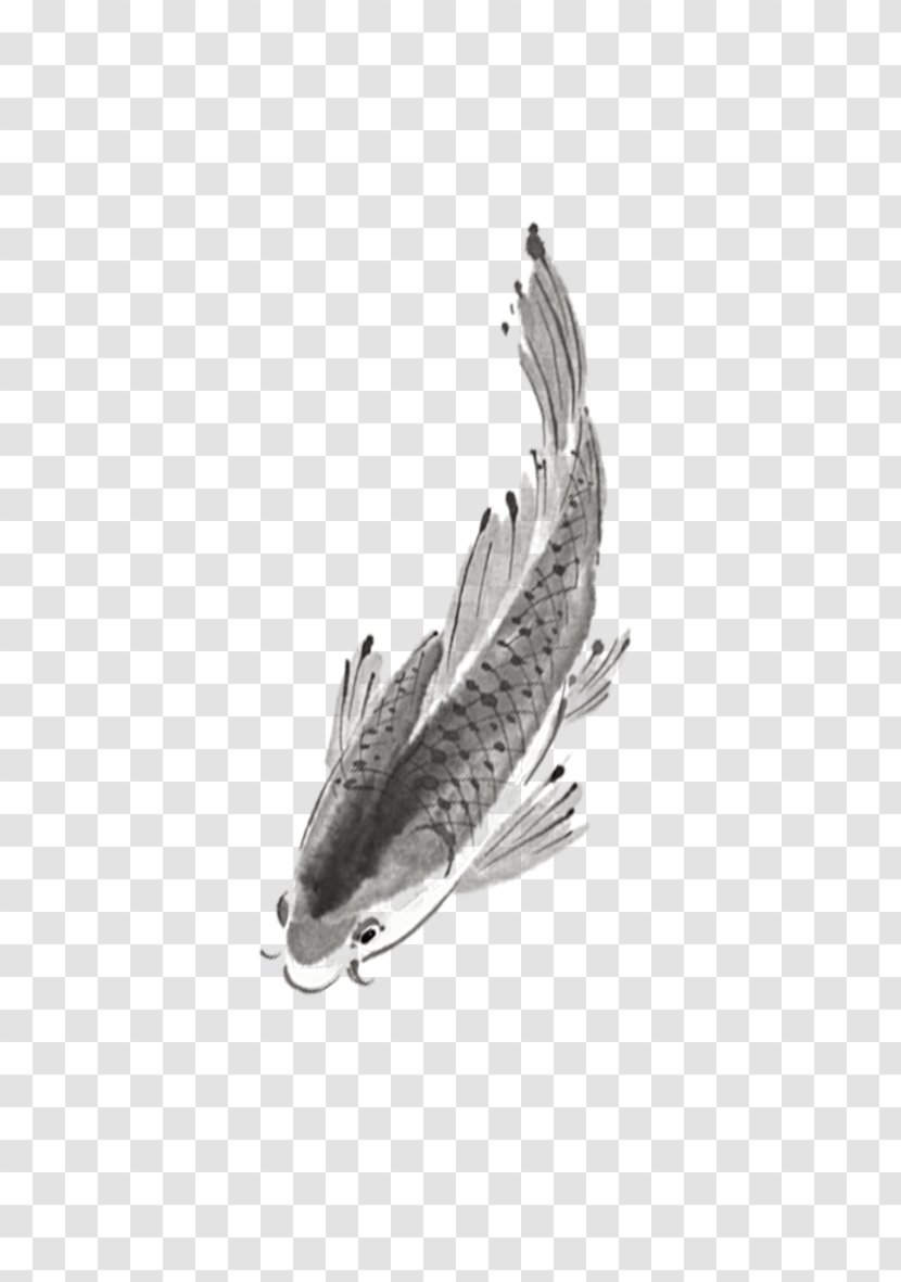 Common Carp Ink Wash Painting Download - Designer - Floating Fish Transparent PNG
