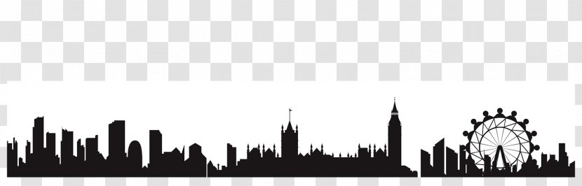 Skyline Silhouette Black And White Photography - Landmarks Transparent PNG