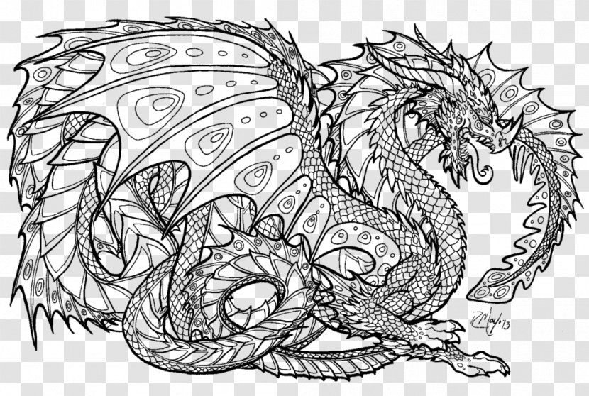 Coloring Book Dragon Child Adult Fantasy - Paint By Number Transparent PNG