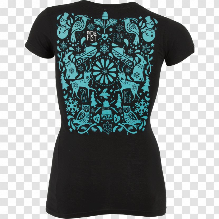T-shirt Turquoise Clothing Sleeve Teal - Black M - Pattern Transparent PNG