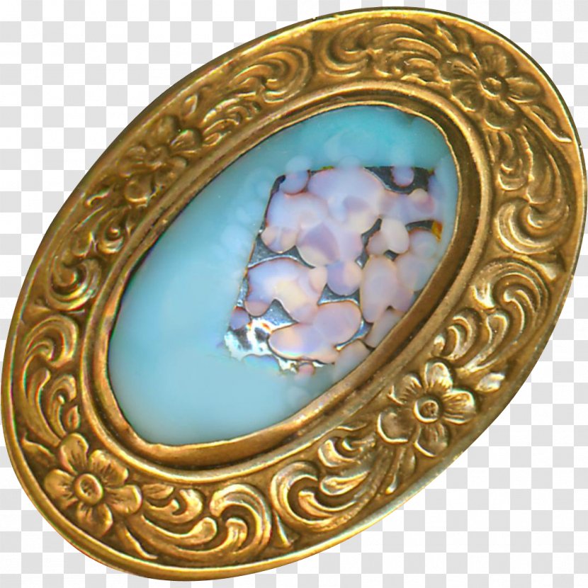 Oval M Turquoise Brooch Locket - Brass - Bubble Cluster Pre Writing Ideas Transparent PNG
