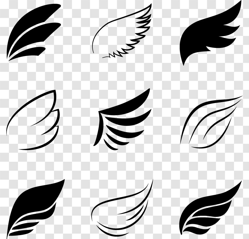 Bird Flight Angel Wing - Black Wings Logo Elements Transparent PNG
