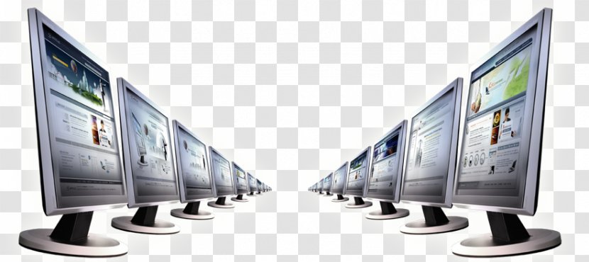 High Tech Business Purchasing Company Information - Computer Monitor - Two Rows Of Computers Transparent PNG