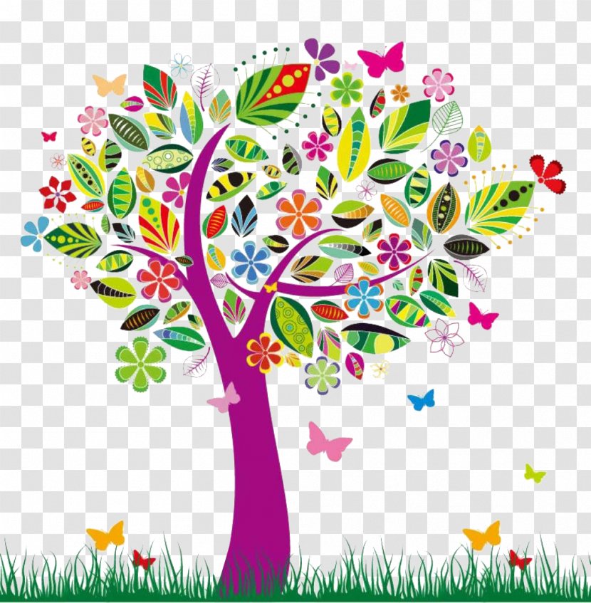 Tree Color Flower Clip Art - Woody Plant - Colorful Transparent PNG