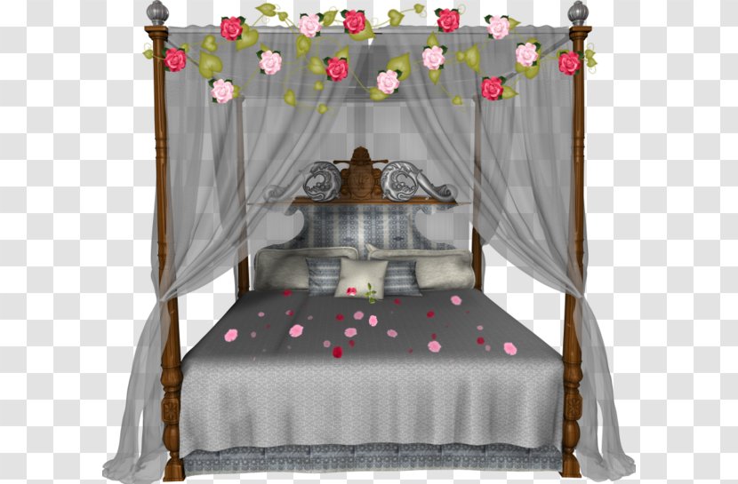 Bedroom - Sleep - Flowered Bed Transparent PNG
