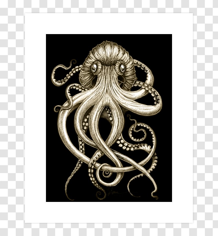 Octopus Design By Humans Kraken Cephalopod Art - Curtain Transparent PNG
